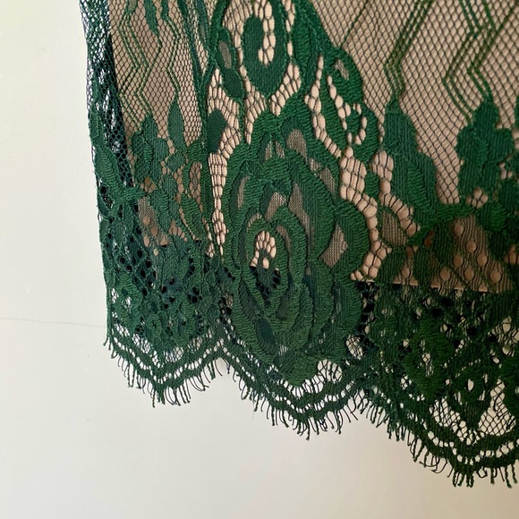 Forever 21 Green Floral Lace Open Back Bodycon Mini Dress - Picture 5 of 9